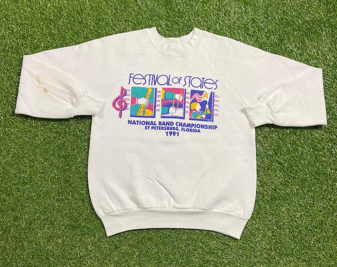 Vintage Festival of States Crewneck Sweatshirt Size Medium M National Band Championship St Petersburgh Florida 1990s 90s Pull Over Oversized