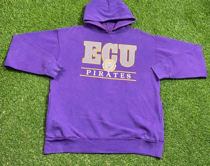 Vintage East Carolina University ECU Hoodie Sweatshirt Made Usa Size Xtra Large XL NCAA College Football North Carolina Pull Over 1990s 90s