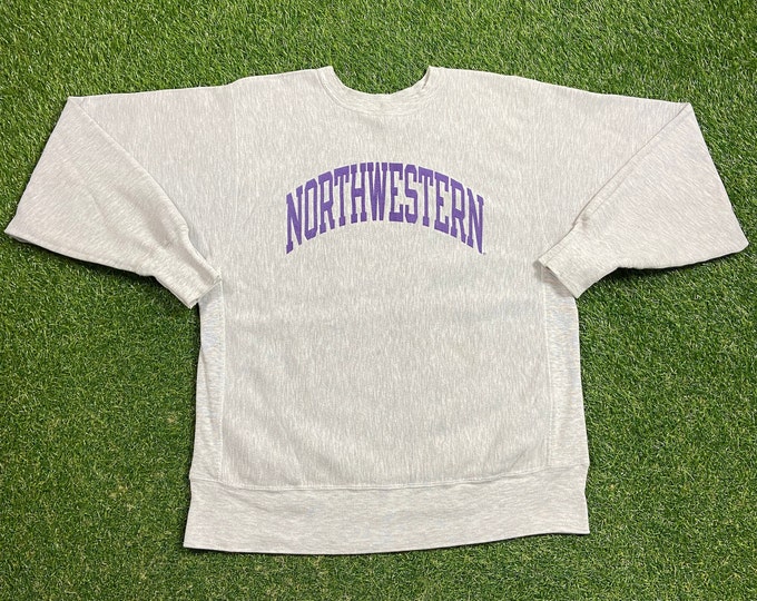 Vintage University of Northwestern Wildcats Crewneck Sweatshirt Reverse Weave Xtra Large XL NCAA College Basketball 1990s Pull Over 90s