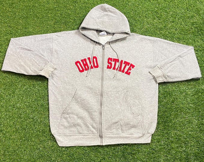Vintage Ohio State University Hoodie Sweatshirt Champion Size Large L Cleveland NCAA College Football Basketball OSU 90s Pull Over Oversized