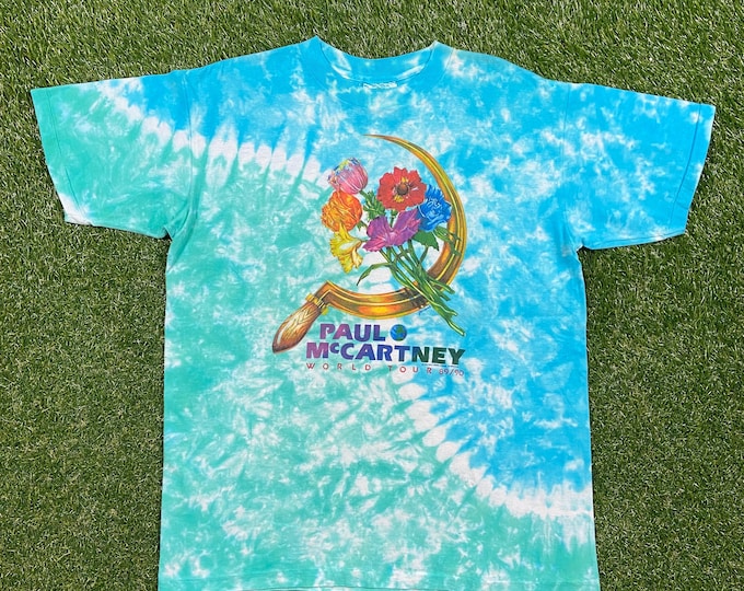 Vintage Paul McCartney World Tour T Shirt Tee Made USA Size Xtra Large XL The Beatles Classic Rock Rare 1980s 1990s Liquid Blue