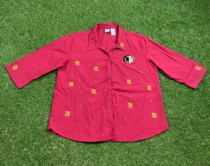 Vintage Florida State University Seminoles Button Down Shirt Cadre Athletic Size Xtra Large XL NCAA College Football FSU 1990s 90s