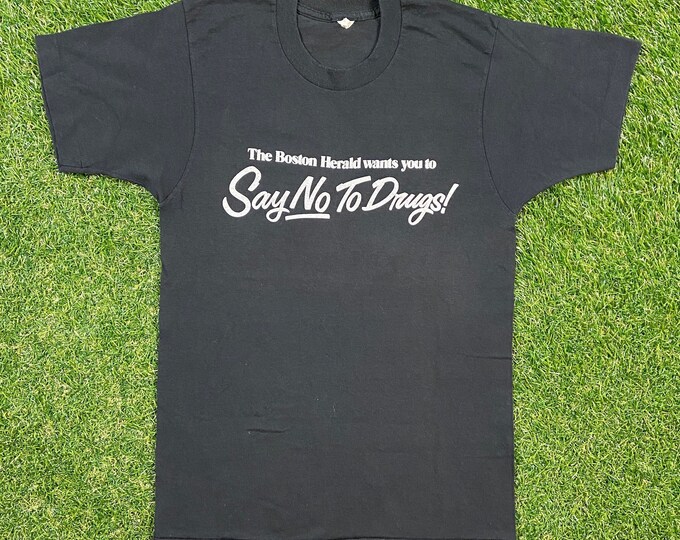 Vintage Say No to Drugs T Shirt Tee Screen Stars Made USA Size Medium M The Boston Herald D.A.R.E. 1990s 90s