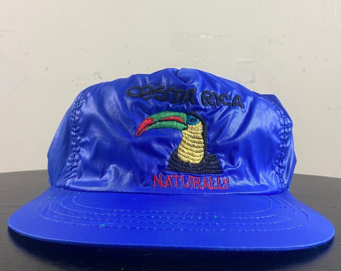 Vintage Costa Rica Strap Back Hat OSFA Pacific Ocean Caribbean Island Beach Tourist Tropical Travel 1990s 90s