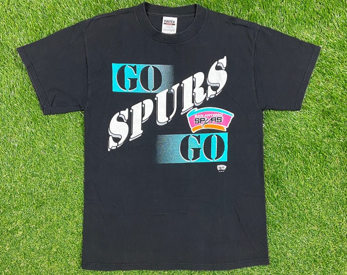 Vintage San Antonio Spurs Go Spurs Go T Shirt Tee Tultex Size Large L NBA Basketball Texas Tim Duncan 1990s 90s