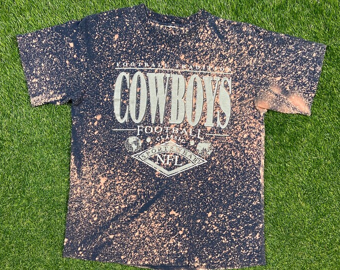Vintage Dallas Cowboys T Shirt Tee Size Large L NFL Football Texas 1990s 90s Custom Reverse Tie Dye Handmade