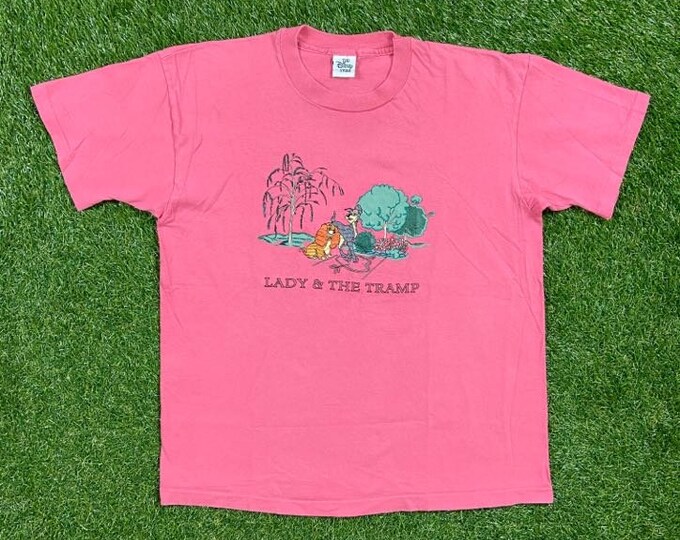 Vintage Lady and Tramp T Shirt Tee The Disney Store Made USA Size Xtra Large XL Walt Disney World Magic Kingdom Mickey Mouse Disneyland 90s