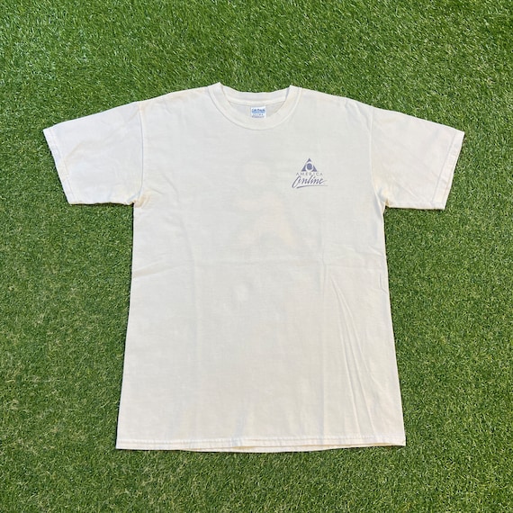 Vintage America Online T Shirt Tee Gildan Size Medium M AOL Online Service Provider Internet Computer Tech Email 1990s 90s