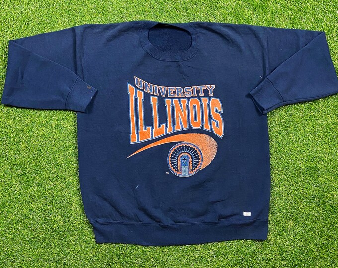 Vintage University Of Illinois Crewneck Sweatshirt Lee Size Xtra Large XL NCAA College Basketball Fighting Illini 1990s Classic Chief