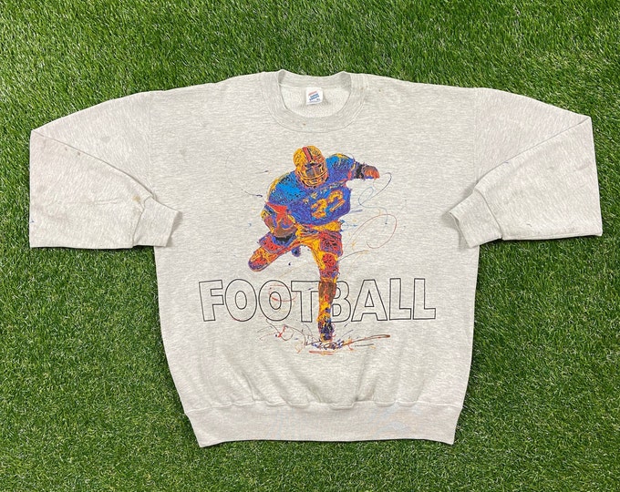 Vintage Football Crewneck Sweatshirt Sweater Jerzees Made USA Size Xtra Large Xl NFL Football NCAA College Football Pull Over Oversized
