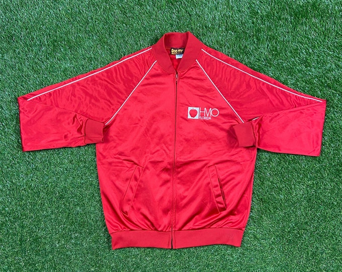 Vintage HMO Florida Bomber Jacket Gold Medal Sporting Goods Size Medium M Health Care Insurance 1980s 80s Satin