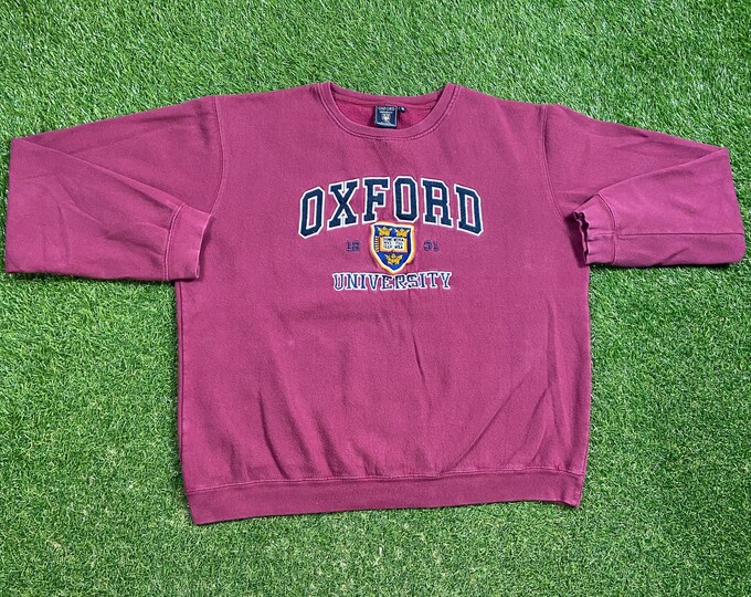 Vintage University of Oxford Crewneck Sweatshirt Size Xtra Large XL Great Britain England Classic Original Euro 1990s 90s Pull Over