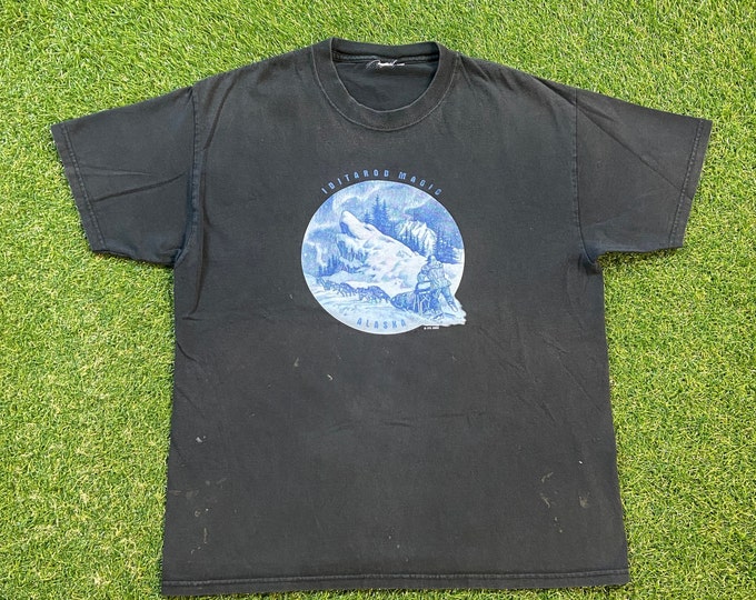 Vintage Alaska T Shirt Tee Size Large L Iditarod Magic Northern Lights 1990s 90s