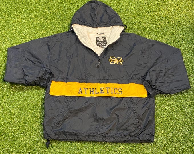Vintage University of Michigan Wolverines Windbreaker Jacket Size Large L NCAA College Football Detroit Light Rain Coat 1990s 90s