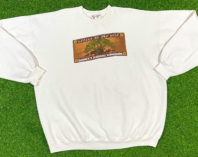 Vintage Disney Animal Kingdom Crewneck Sweatshirt 1990s Walt Disney World XXL Made USA Classic 90s Magic 2XL
