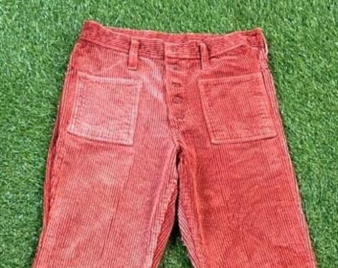 Vintage Red Wrangle Corduroy Pants Made USA Size 11/12 Classic Pants Jean Dungerees Vtg Bottoms Bell Bottoms 1980s 80s
