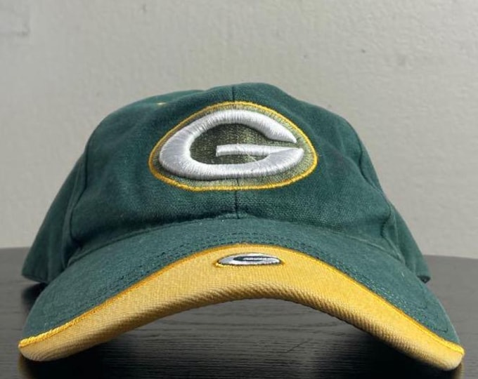 Vintage Green Bay Packers Strap Back Hat OSFA Lambeau Field NFL Football Wisconsin Pack Cheese Head Favre 1990s 90s
