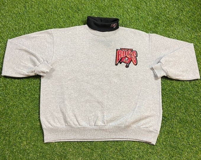 Vintage Tampa Bay Buccaneers Turtle Neck Sweatshirt Made USA Xtra Large XL NFL Football Brady Super Bowl Florida Pull Over Oversized 1990s