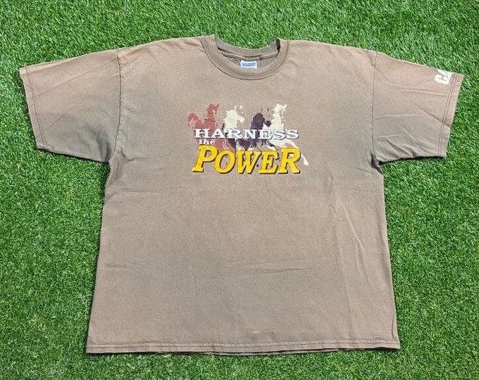 Vintage Cat T Shirt Tee Gildan XXL 2XL Ring Lift Construction Tractor Agricultural Machinery Gardening Manufacturer 1990s 90s John Deere