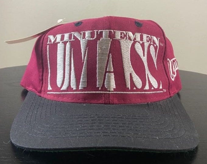 Vintage University of Massachusetts Minutemen Snapback Hat Logo 7 OSFA UMASS NCAA College Basketball 90's Amherst Boston New England 1990s