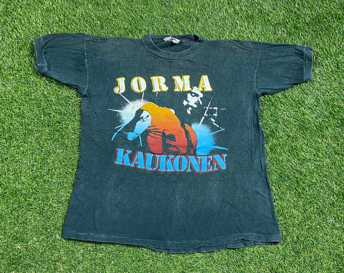 Vintage Jorma Kaukonen T Shirt Tee Size Youth Large L Hot Tuna Classic Rock Blues Folk Tour Merch 1980s 80s