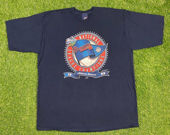 Vintage Atlanta Braves 1999 World Series T Shirt Tee Pro Player Made USA Size XXL 2XL MLB Baseball Georgia