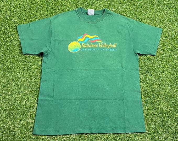 Vintage University of Hawaii T Shirt Tee Made USA Size Large L Rainbows Volleyball Hawaiian Honolulu Classic NCAA College Football 1990s 90s