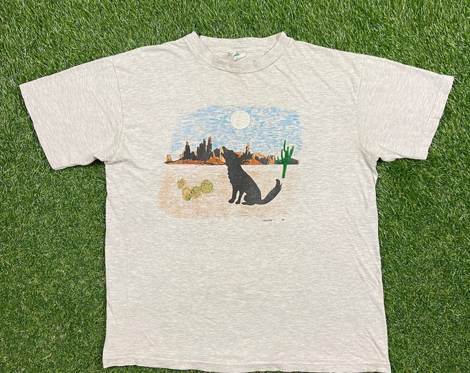 Vintage Arizona Coyote T Shirt Tee Tour Champ Size Xtra Large XL Phoenix 1980s 80s