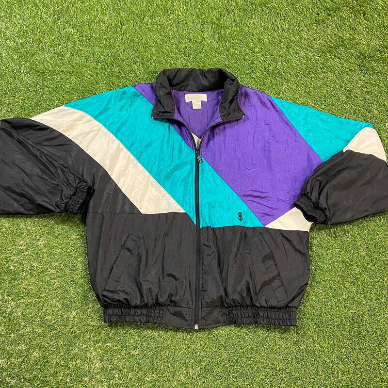 90’s Neon Abstract Print Windbreaker