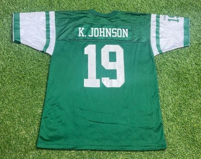 Vintage New York Jets Keshawn Johnson #19 Jersey Puma Large XL NFL Football NY 1990s 90s Authentic Fits Small See Measurements