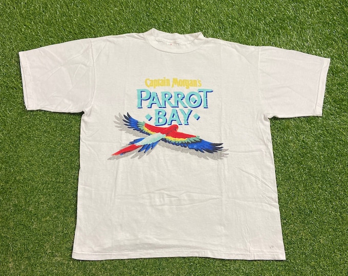 Vintage Captain Morgan's Parrot Bay T Shirt Tee Size Xtra Large XL Classic Rum Drink Alcohol Party Night Life Classic Liquor 1990s 90s
