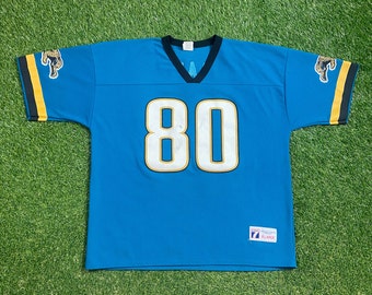 Vintage Jacksonville Jaguars #80 Kyle Brady Jersey Logo 7 Made USA Size Xtra Large XL NFL Football Jax Florida 1990s 90s