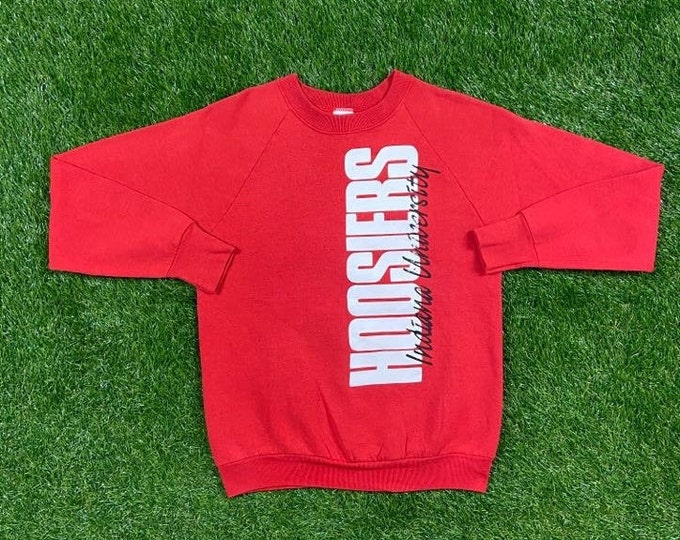 Vintage Indiana University Hoosiers Crewneck Sweatshirt Fruit of the Loom Made USA Size Medium 1990s NCAA Iu 90's Classic Warm Comfy Red M