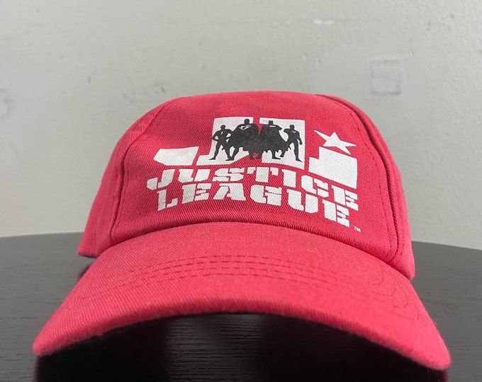 Vintage Justice League Strap Back Hat OSFA Superman DC Comics Flash Super Hero Batman Marvel Wonder Woman 1990s 90s