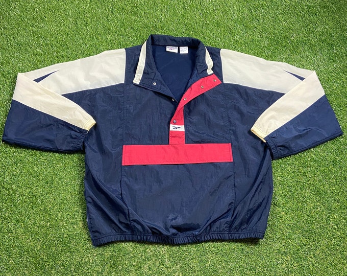 Vintage Reebok Windbreaker Jacket Zip Up Size Xtra Large XL Classic Sportswear Athletic Wear Classic 90's 1990s Light Rain Jacket Coat Logo