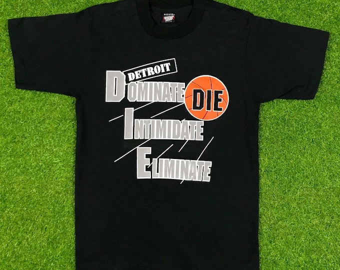 Vintage Detroit Pistons D.I.E. Brand New Basketball T Shirt 1989 Finals NBA Medium Michigan 80s Single Stitch Made USA Screen Stars Nwot