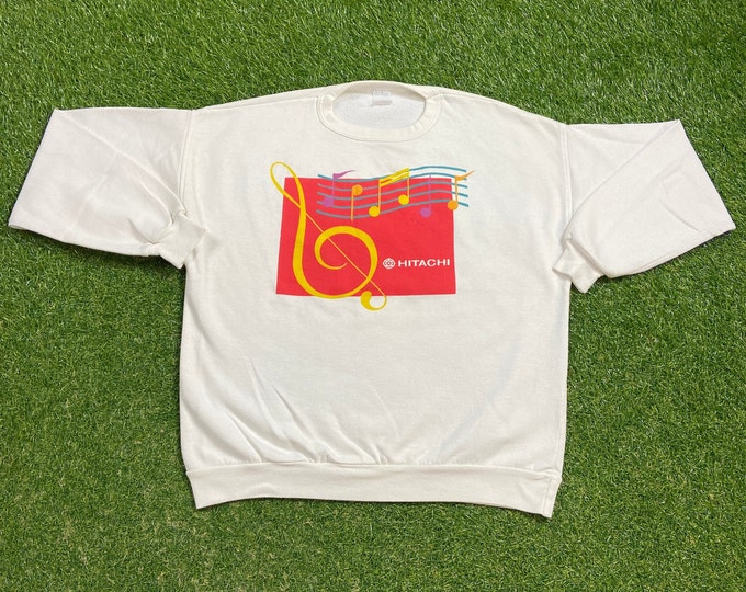 Vintage Hitachi Crewneck Sweatshirt Size Large L Japanese Electronics Computers Quality 1990s Oversized Great Fit Original 90s Pull Over