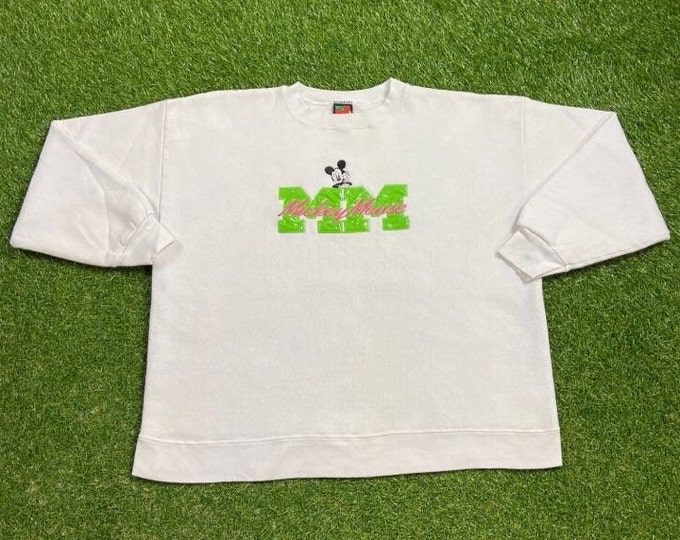 Vintage Mickey Mouse Crewneck Sweatshirt Made USA Size Xtra Large XL Walt Disney World Magic Kingdom WDW 1990s 90s Pull Over Oversized