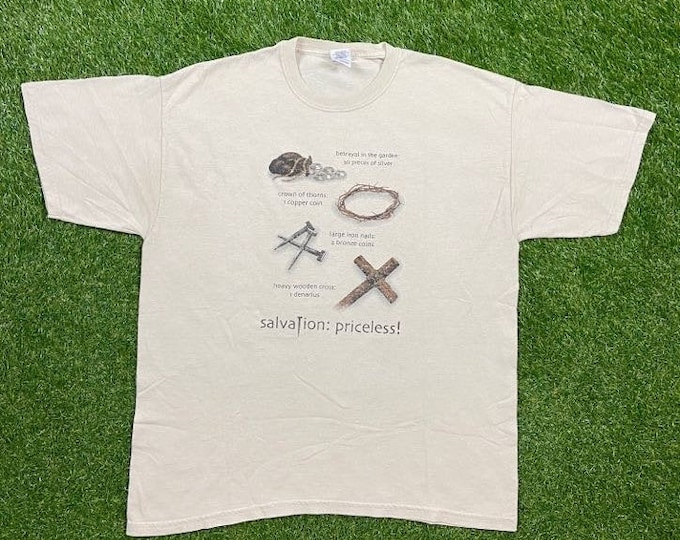 Vintage Salvation Priceless! T Shirt Tee Gildan Size Xtra Large XL Church Sunday Service Jesus God Christian Praise 1990s 90s