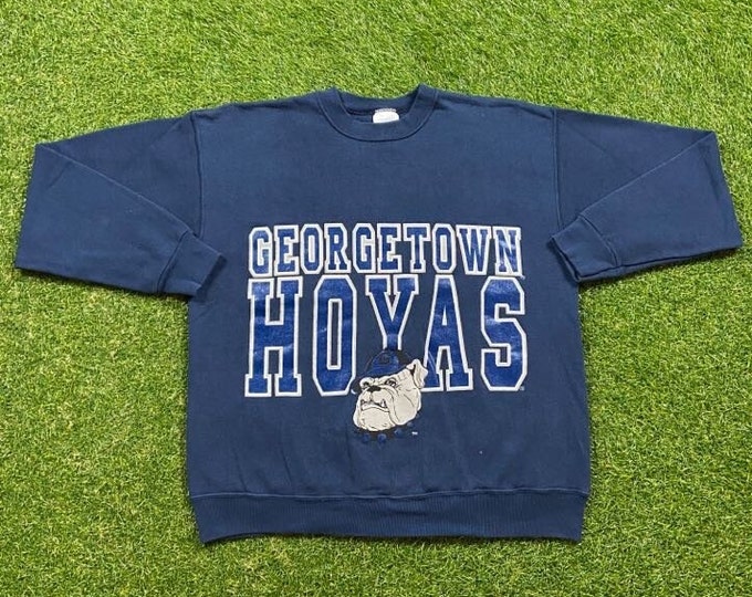 Vintage Georgetown University Hoyas Crewneck Sweatshirt Made USA Size Large L Washington DC NCAA College Basketball Pull Over 1990s 90s