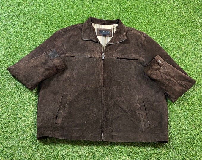 Vintage Brown Jacket Bernardo Size Xtra Large XL Classic Apparel Quality Fit Warm Coat 1990s 90s Leather