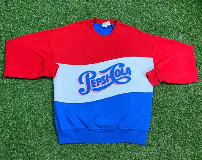 Vintage Pepsi Crewneck Sweatshirt Made USA Size Medium M Classic Cola Soda Pop 1990s 90s Pull Over Oversized