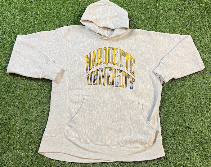 Vintage Marquette University Hoodie Sweatshirt Made USA Size Xtra Large XL NCAA College Basketball Milwaukee Wisconsin Dwayne Wade Pull Over