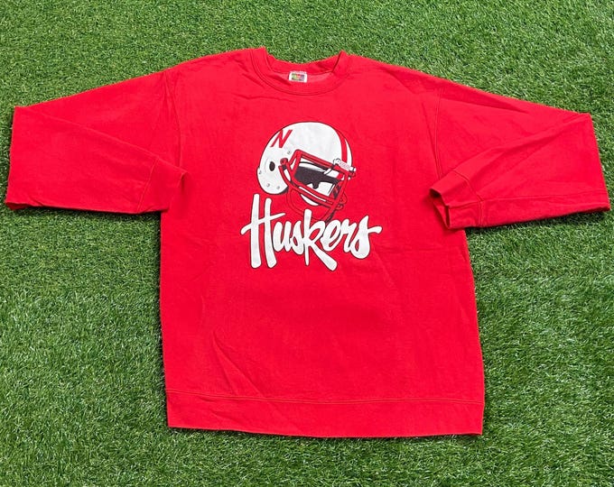 Vintage University of Nebraska Cornhuskers Crewneck Sweatshirt Fruit of the Loom Size Large L NCCA College Football 90s Pull Over Oversized