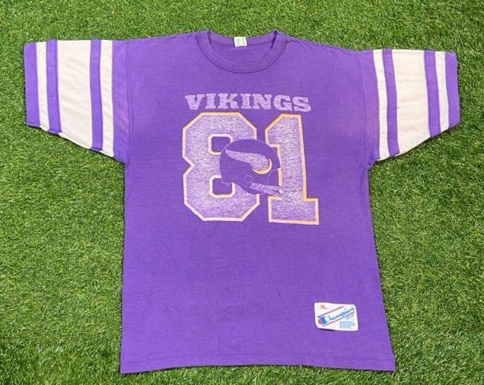 Vintage Minnesota Vikings T Shirt Tee Champion Made Usa Size Xtra Large XL NFL Football NFC Randy Moss Classic 1990s 90s