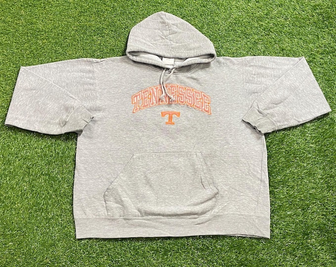 Vintage University of Tennessee Volunteers Hoodie Sweatshirt Size Large L NCAA College Basketball Knoxville 1990s 90s Pull Over Oversized