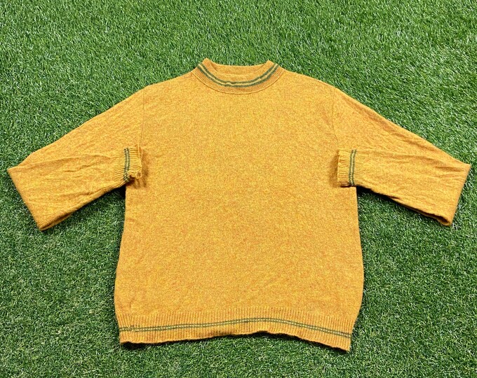 Vintage Orange Knit Crewneck Sweater Size Small S Classic Warm Cozy Pull Over