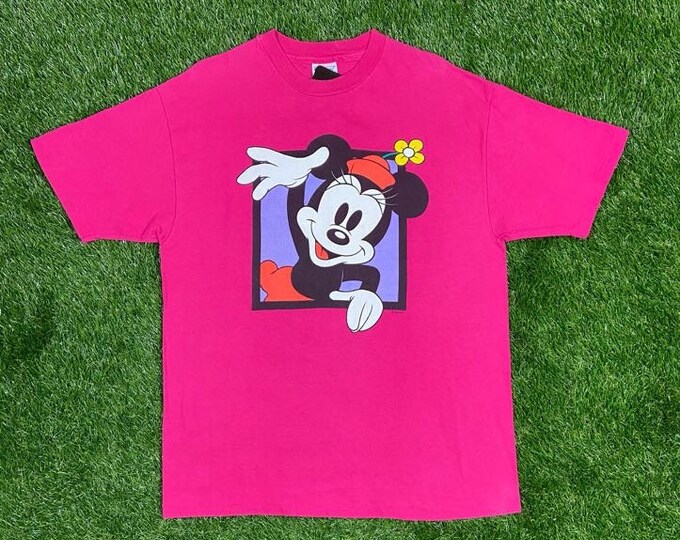 Vintage Minnie Mouse T Shirt Tee Hanes Made USA Size Large Walt Disney World Classic Mickey Mouse 90s Magic Kingdom L