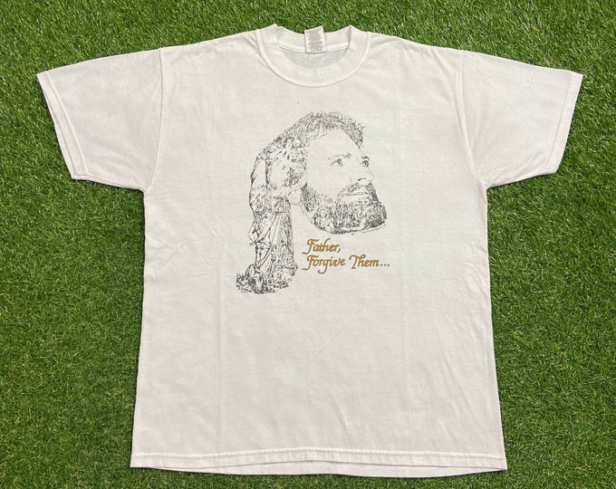Vintage Jesus T Shirt Tee Size Large L Church Sunday Service Salvation Praise Bible Christian God 1990s 90s