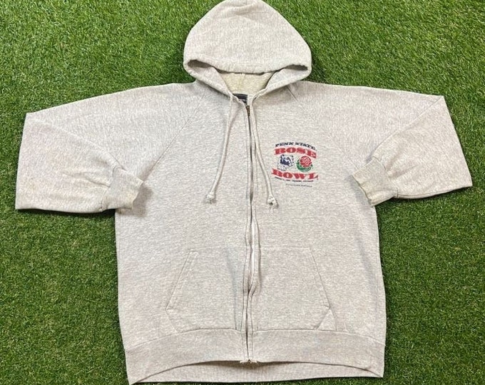 Vintage Penn State University Hoodie Sweatshirt Size Large L NCAA College Football Pennsylvania Nittany Lions 1995 Rose Bowl Pull Over